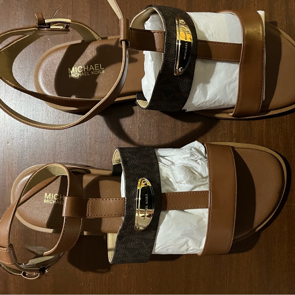 Michael Kors Brown Multi-Strap Sandals